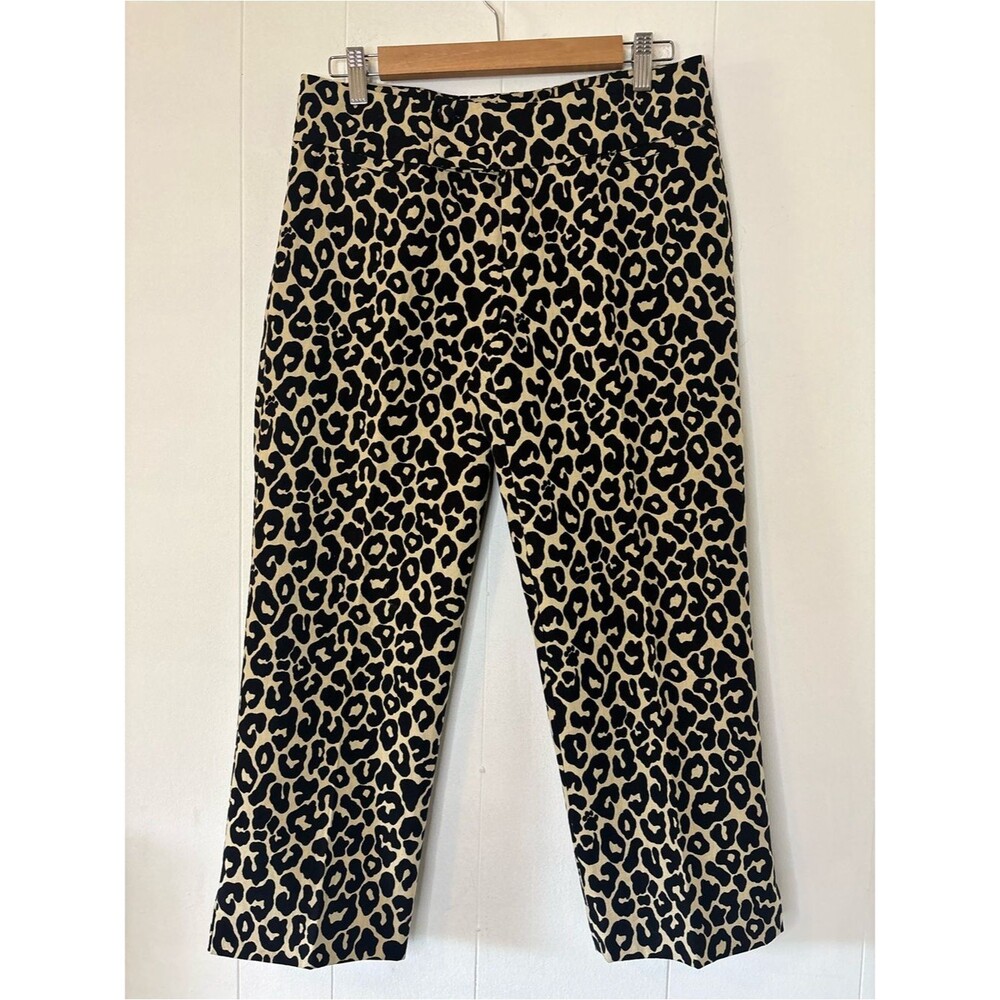 Lilly Pulitzer Palm Beach Fit Women's Beige Cropped Leopard Print Pants Size 8